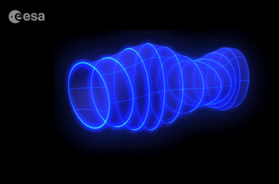 Zwaartekrachtgolf passeert rij ringen